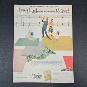1957 CH Masland & Sons Rugs & Carpets Vintage Print Ad Family Band Carlisle PA